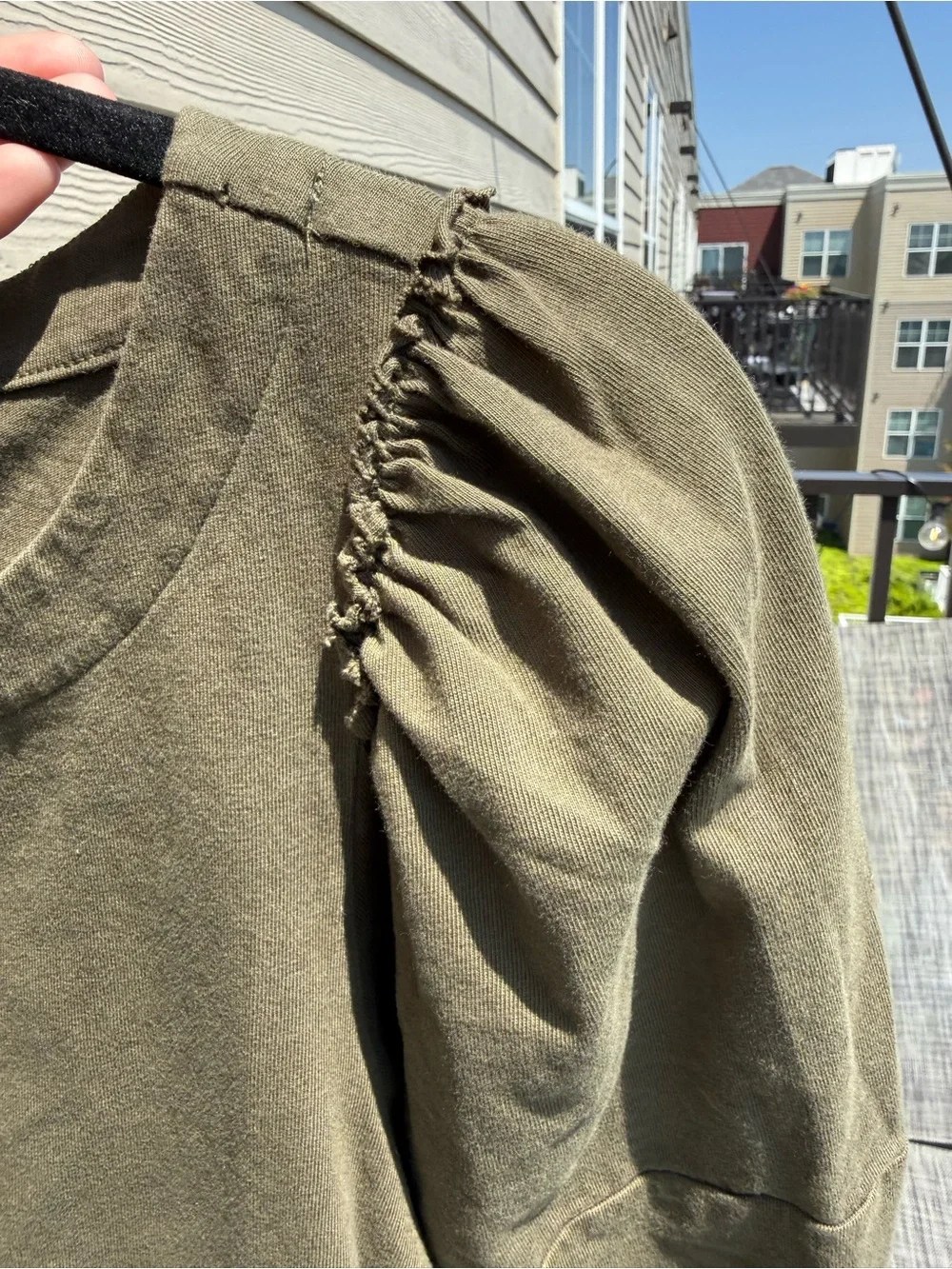 Madewell Olive Puff-Sleeve Tee - Short Sleeve